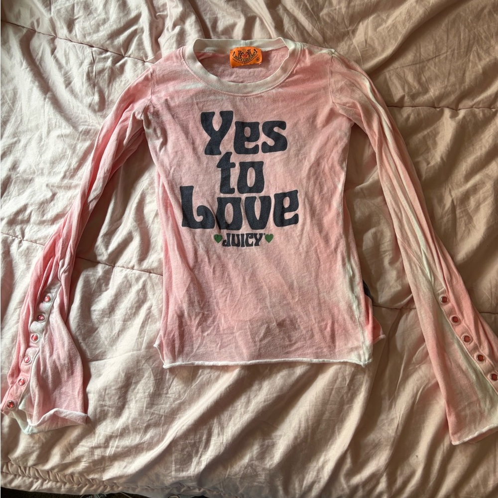 “Yes to Love” Vintage Juicy Couture Pink Bell Sleeve Top